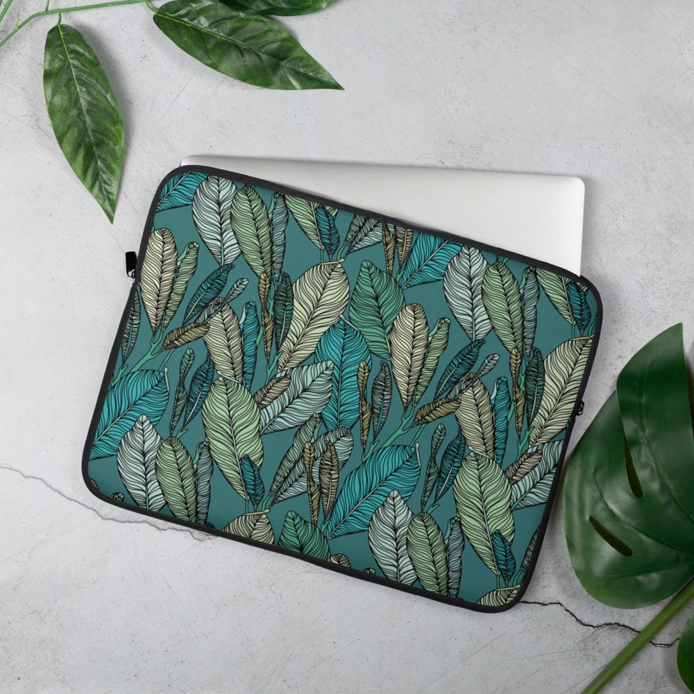 Soft Laptop Case Sleeve Blue Tropical Design - SheelaSheek